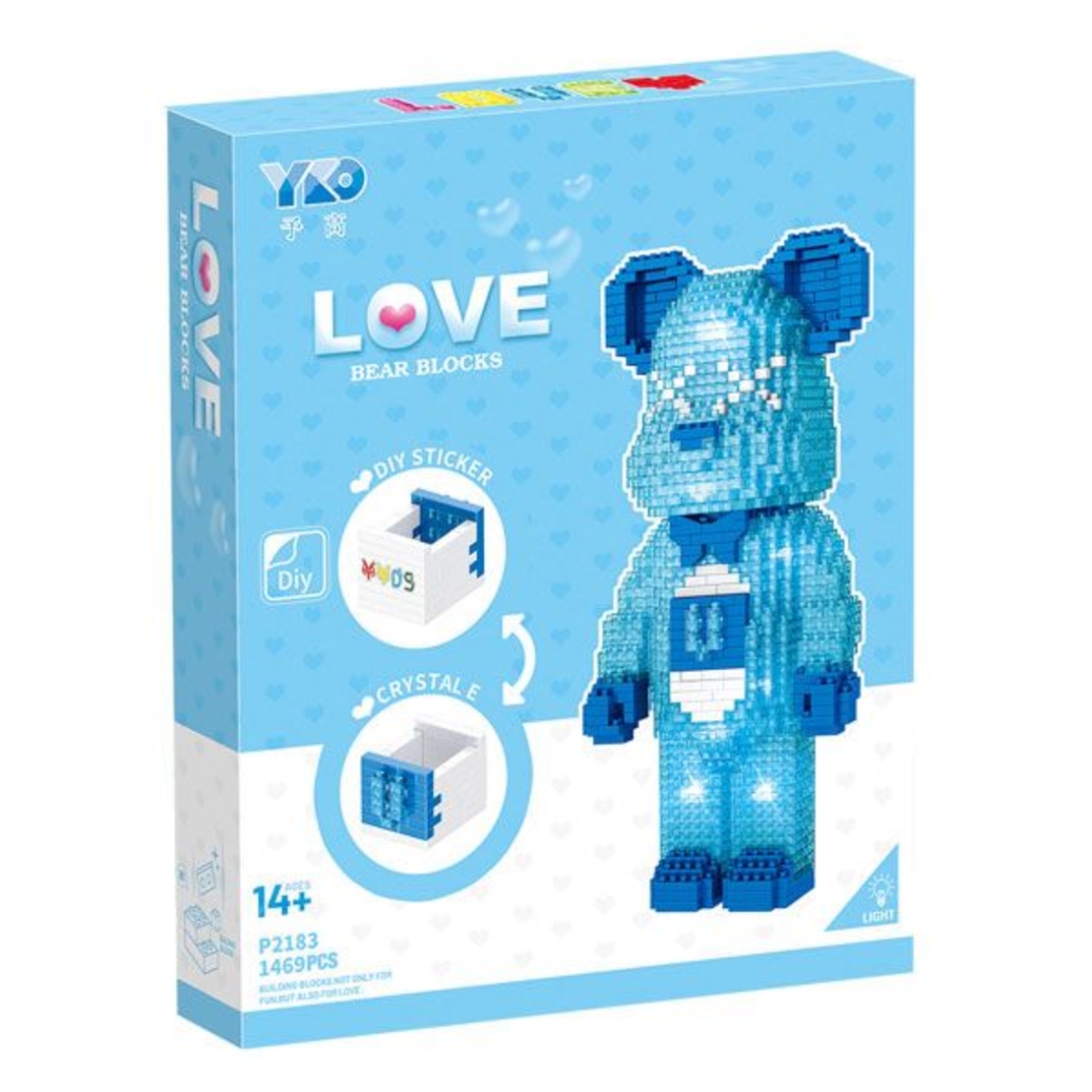 Raya Toys Конструктор Мече Син, светещ, 1469 ч.