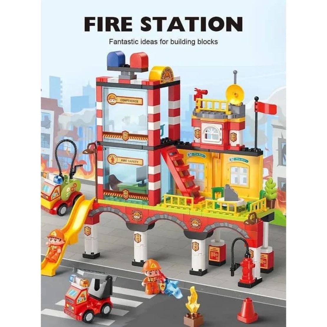 Конструктор Feelo Big Building Blocks Пожарна, FL42002, 173 ч.