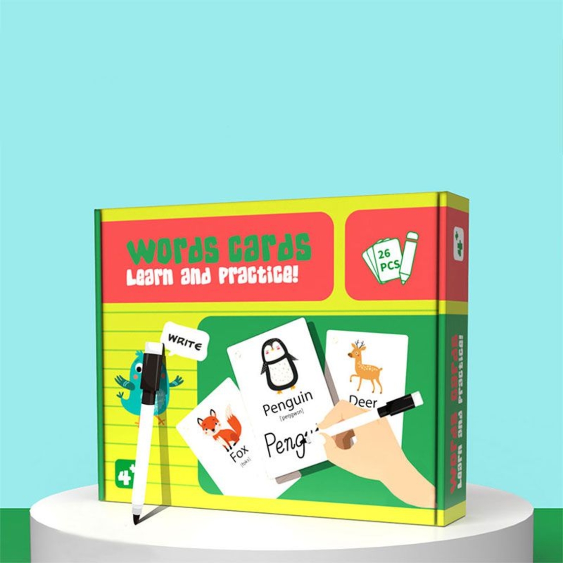 Образователни карти с маркер Raya Toys Learn and Practice Думи на английски език, 26 броя