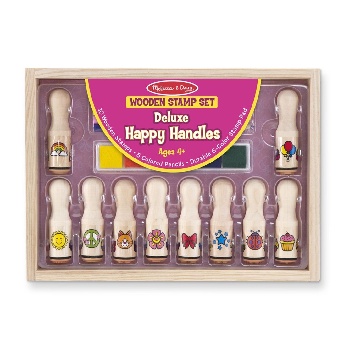 Дървени печати Melissa&Doug щастливи дръжки 12306