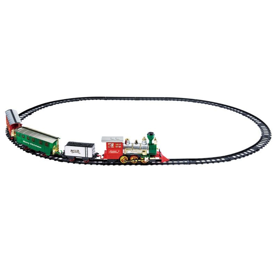 Коледно детско влакче Raya Toys Christmas Classic Train с релси, звук и светлини