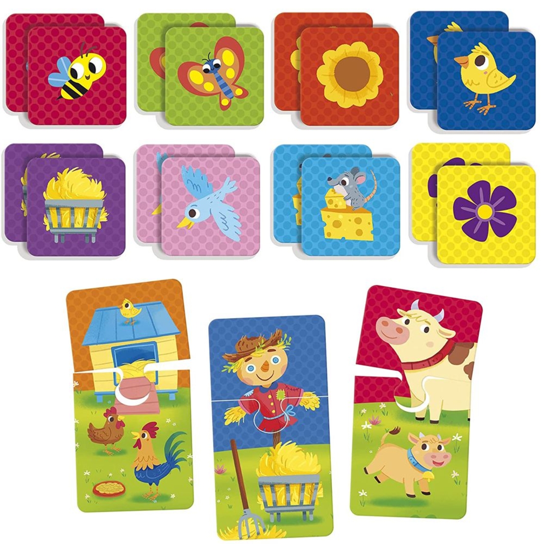 Колекция образователни игри Lisciani MONTESSORI Ферма 9 Пъзела, 22 мемо карти, 1 книжка