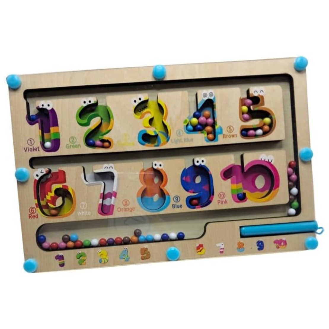 Дървена играчка цифри с магнитни топчета Raya Toys