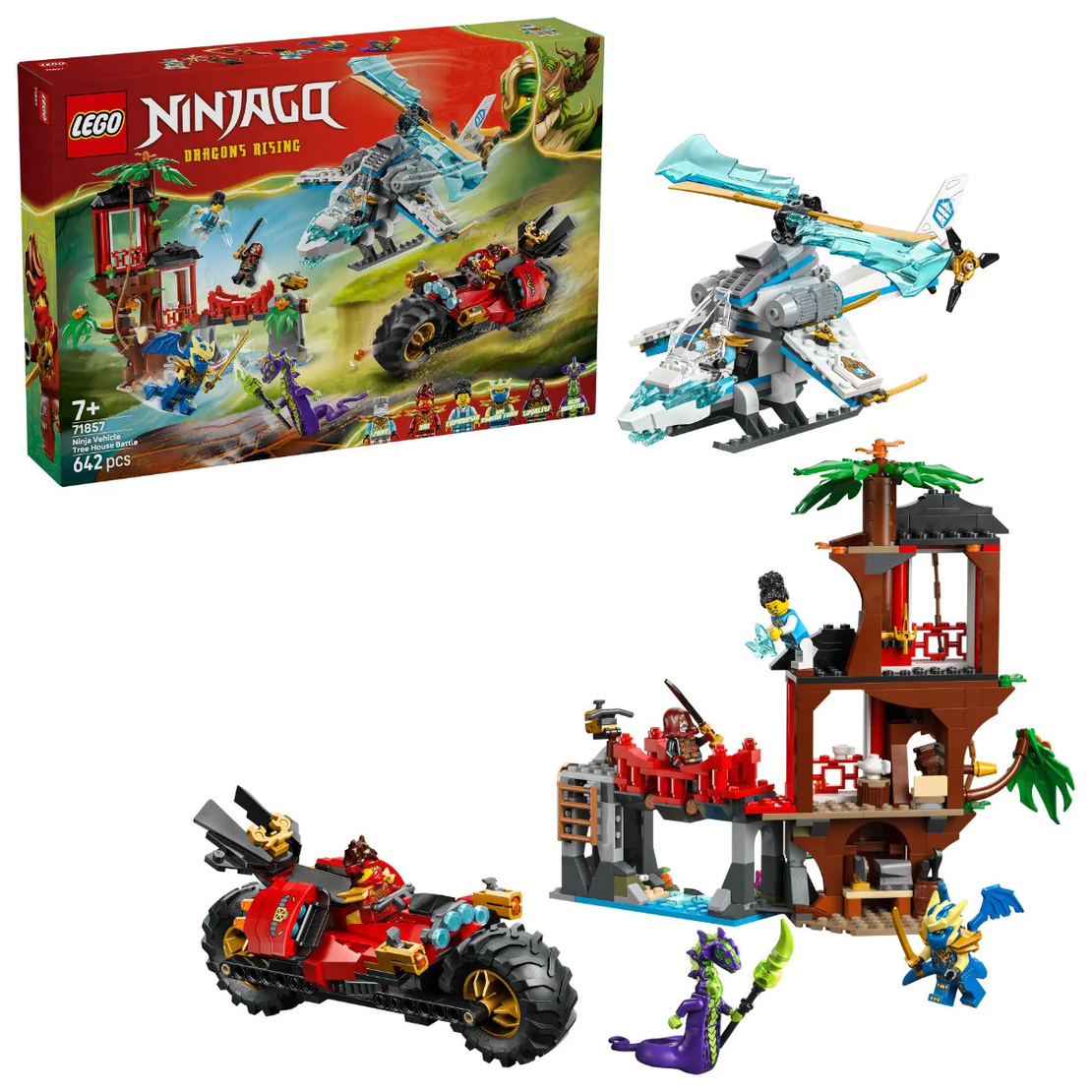 LEGO® NINJAGO® Битка при дървесната къща с превозни средства на нинджите 71857