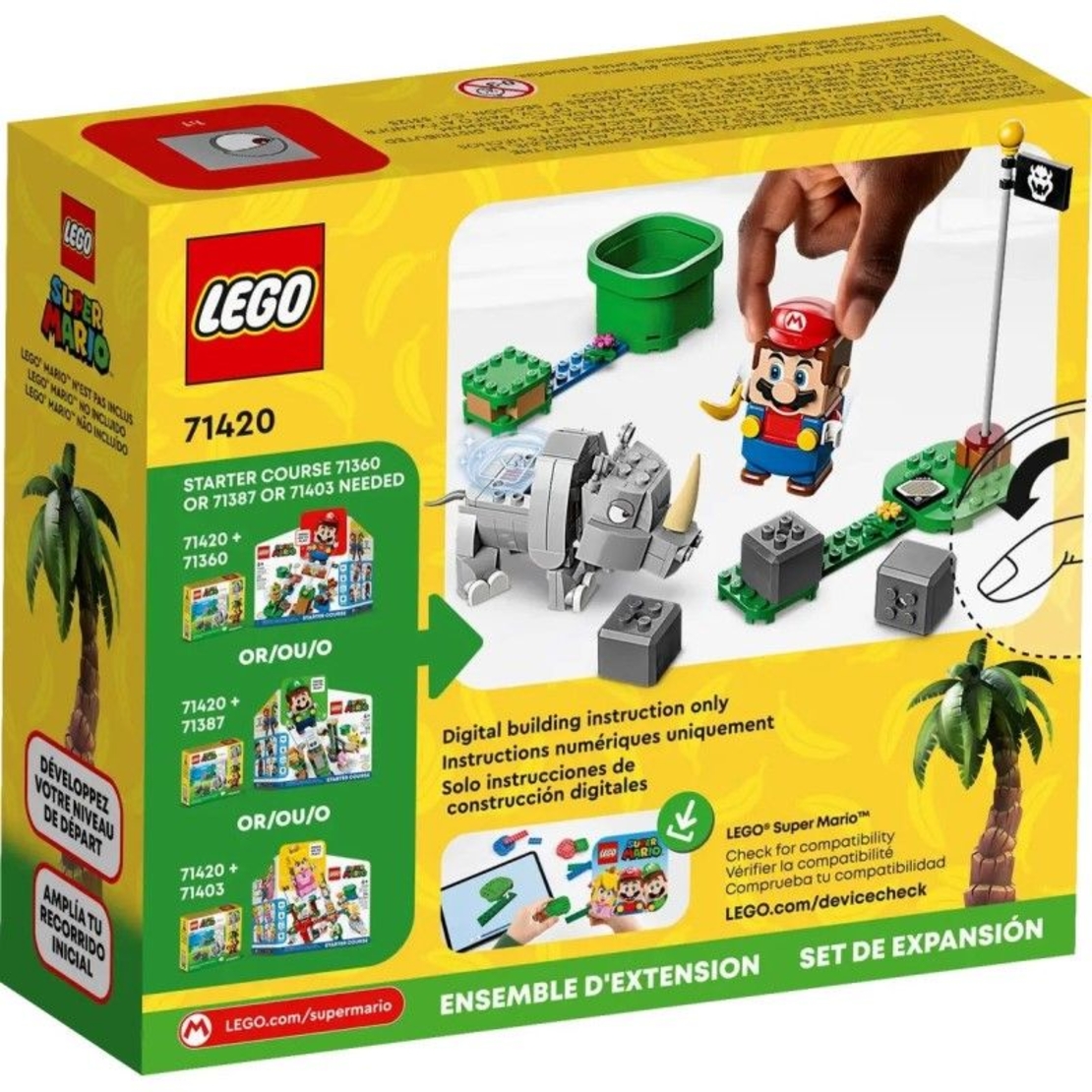 LEGO® Super Mario™ Комплект с допълнения Носорогът Рамби 71420