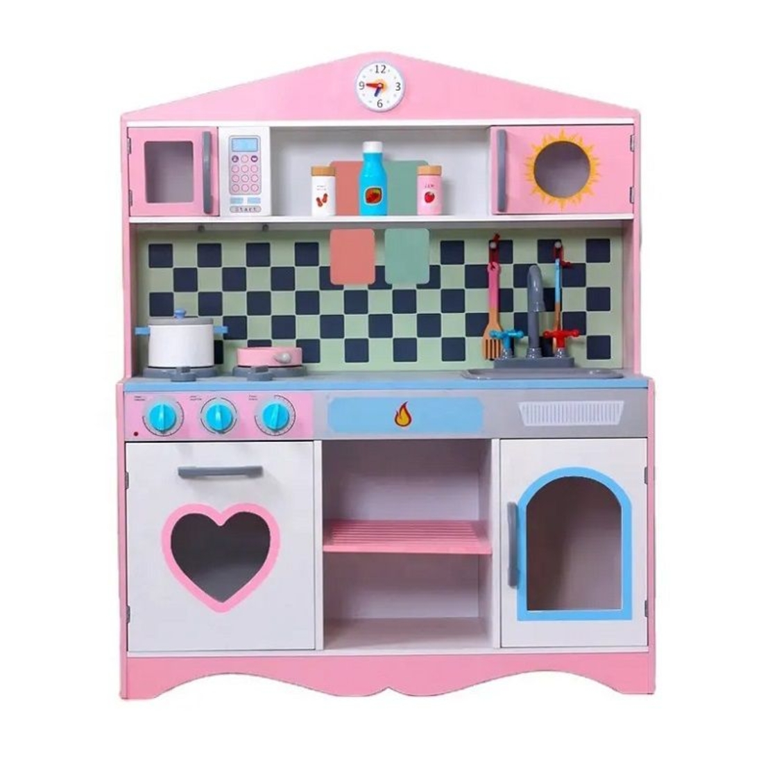 Дървена детска кухня Raya Toys Pink Heart