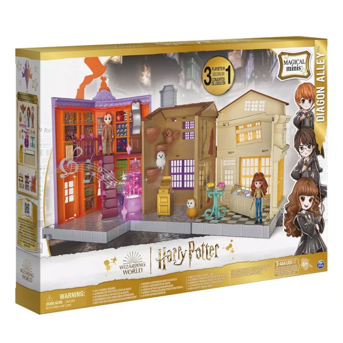 Игрален комплект 3в1 Spin Master Harry Potter Wizarding World Magical Minis Diagon Alley, със звуци и светлини