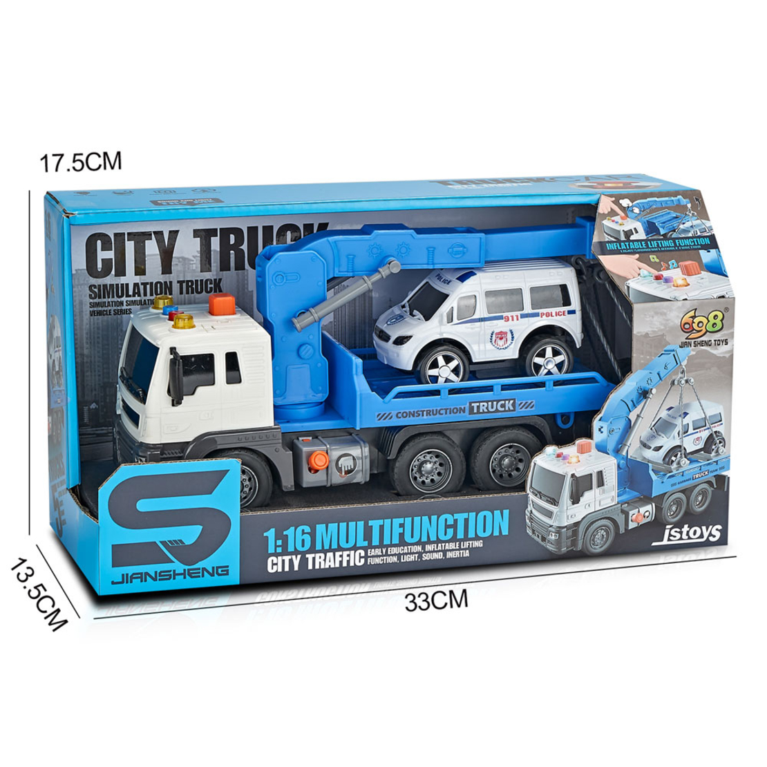 Детски камион пътна помощ Raya Toys с музика и светлини, 1:16