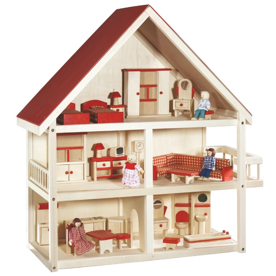 Къща за кукли дървена Roba Dolls, с обзавеждане