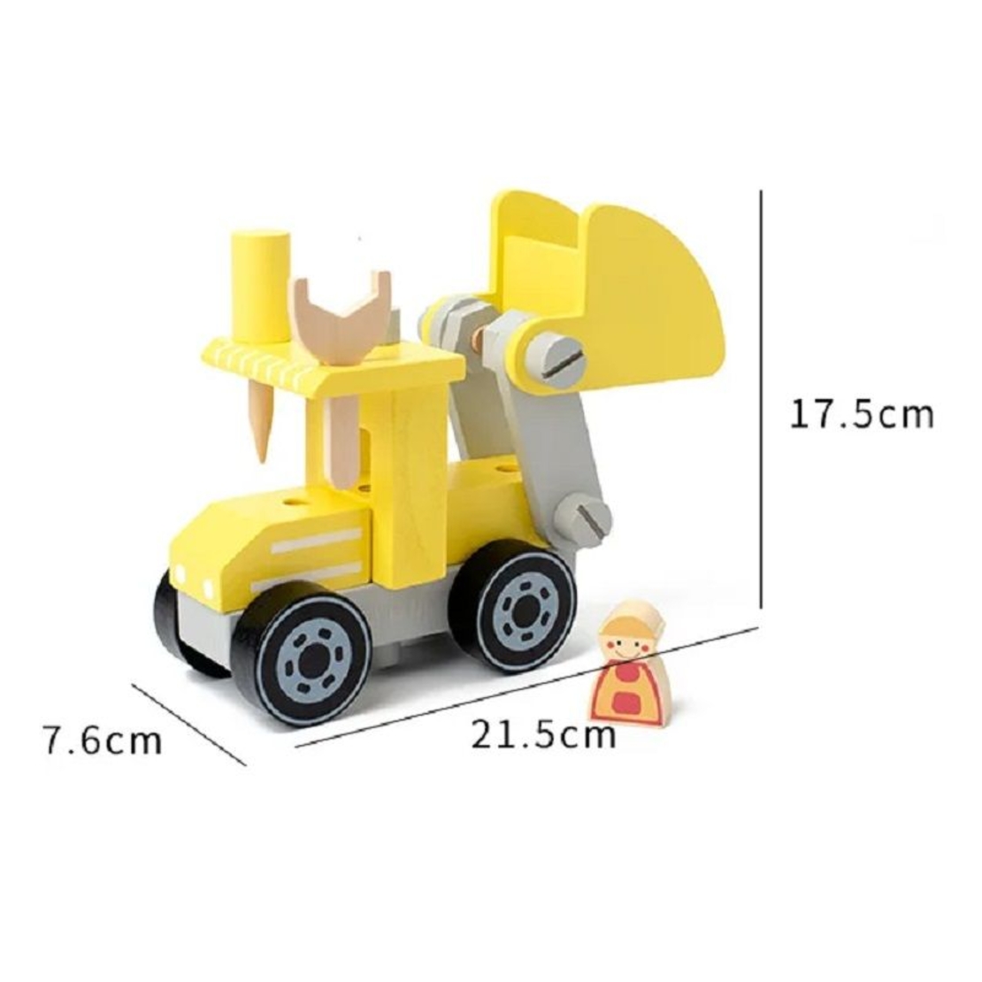 Строителна машина за игра Raya Toys Дървен булдозер за сглобяване Жълт