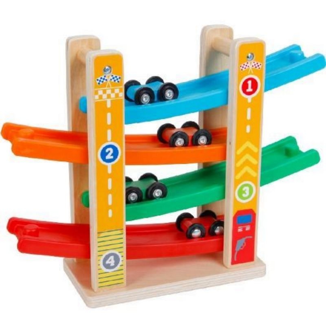Дървена детска писта Raya Toys с 4 коли