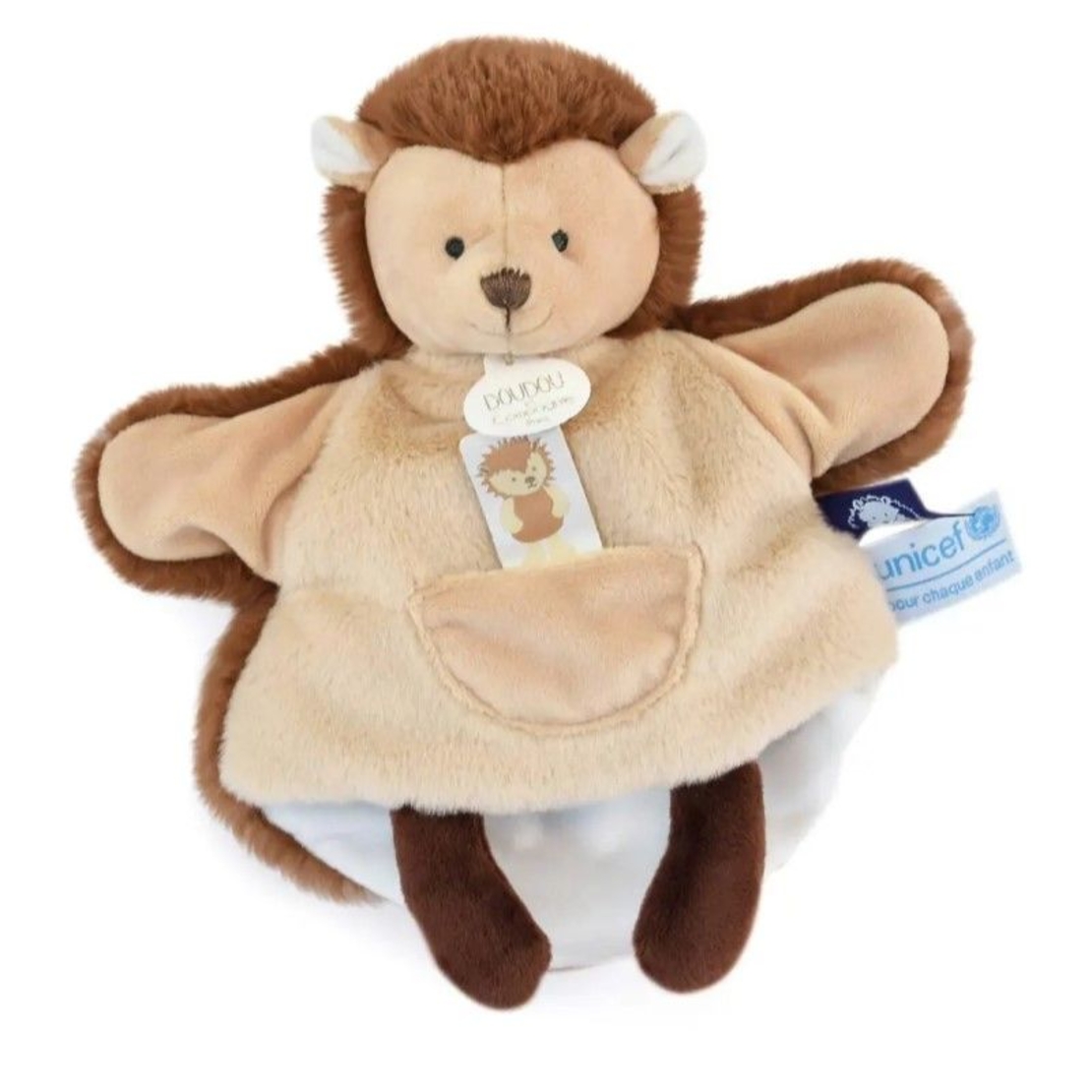 Петрушка за куклен театър Doudou UNICEF таралеж 25 см, DC3989