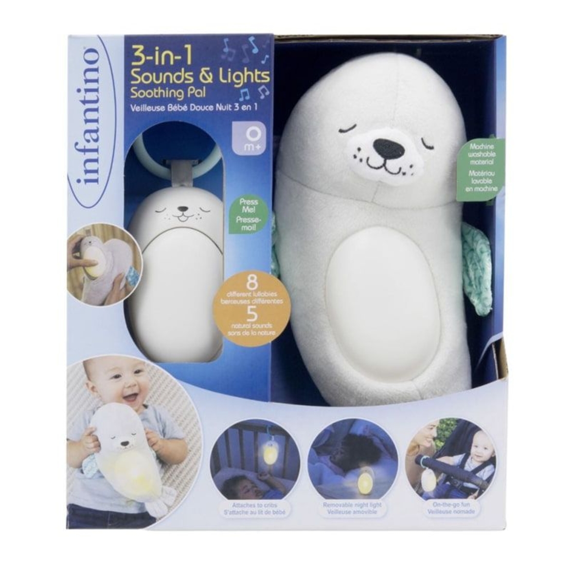 Плюшена играчка 3в1 Infantino Soothing Pal, със светлини и звуци