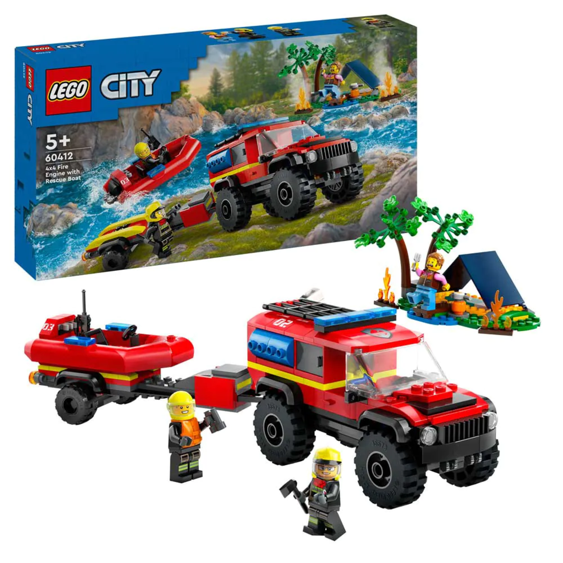 LEGO® City Пожарникарски камион 4x4 със спасителна лодка 60412