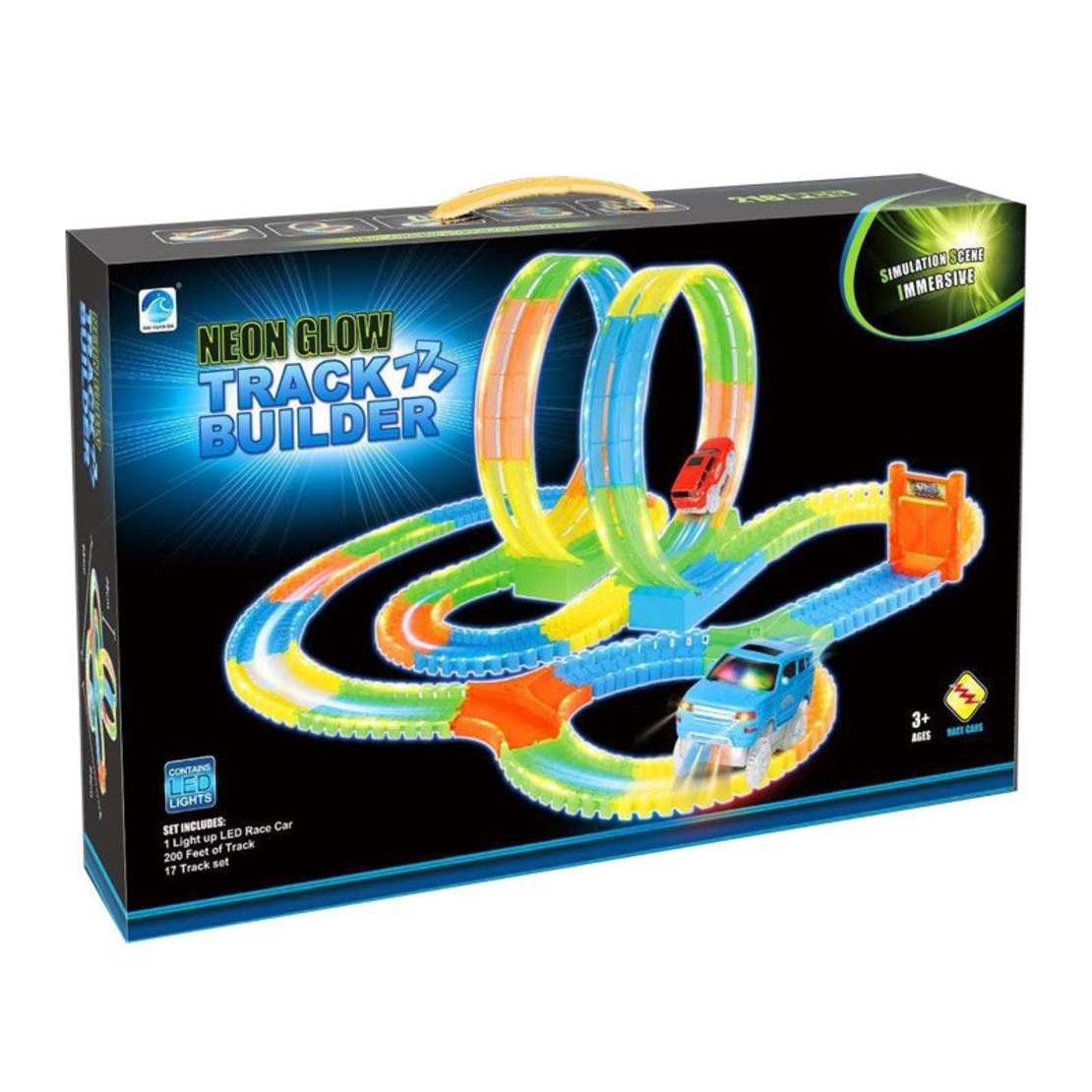 Писта Raya Toys Neon Glow трансформираща, със светеща кола