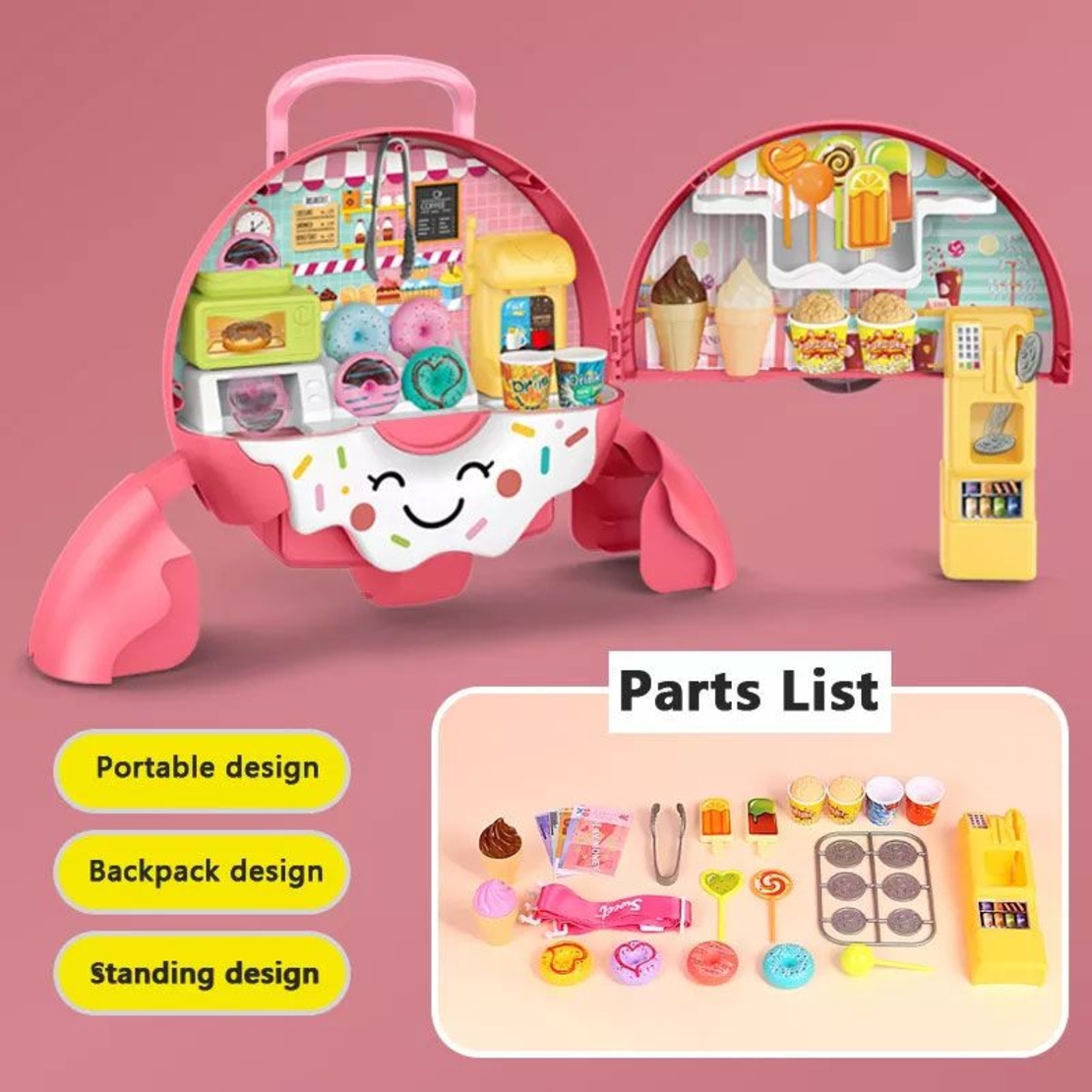 Игрален комплект сладкарница Raya Toys в раница, 39 части