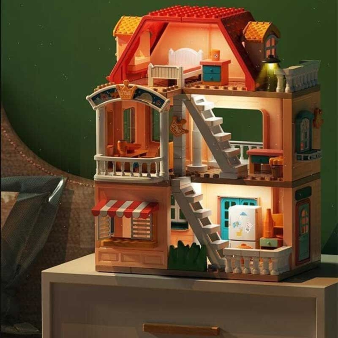 Kонструктор Feelo Къща за кукли на 3 етажа, 186 ч.