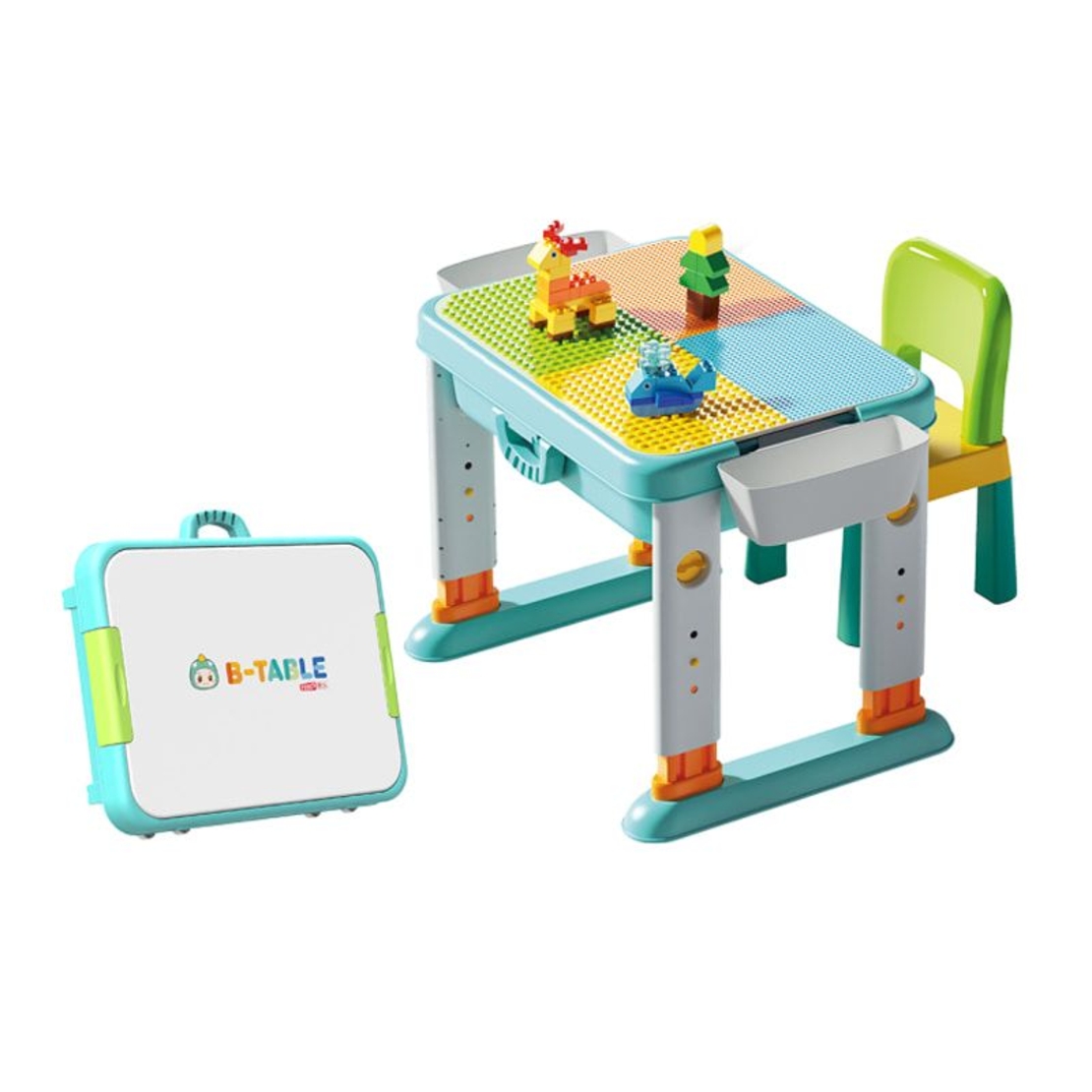 Детска маса със столче и конструктор 3 в 1 Feelo, 55 ч.