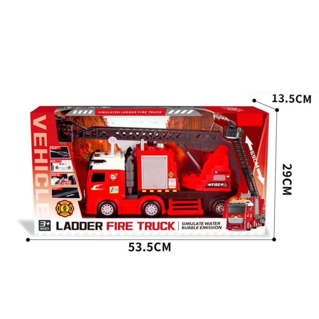Пожарна кола Raya Toys, с вода, звук, светлина и стълба