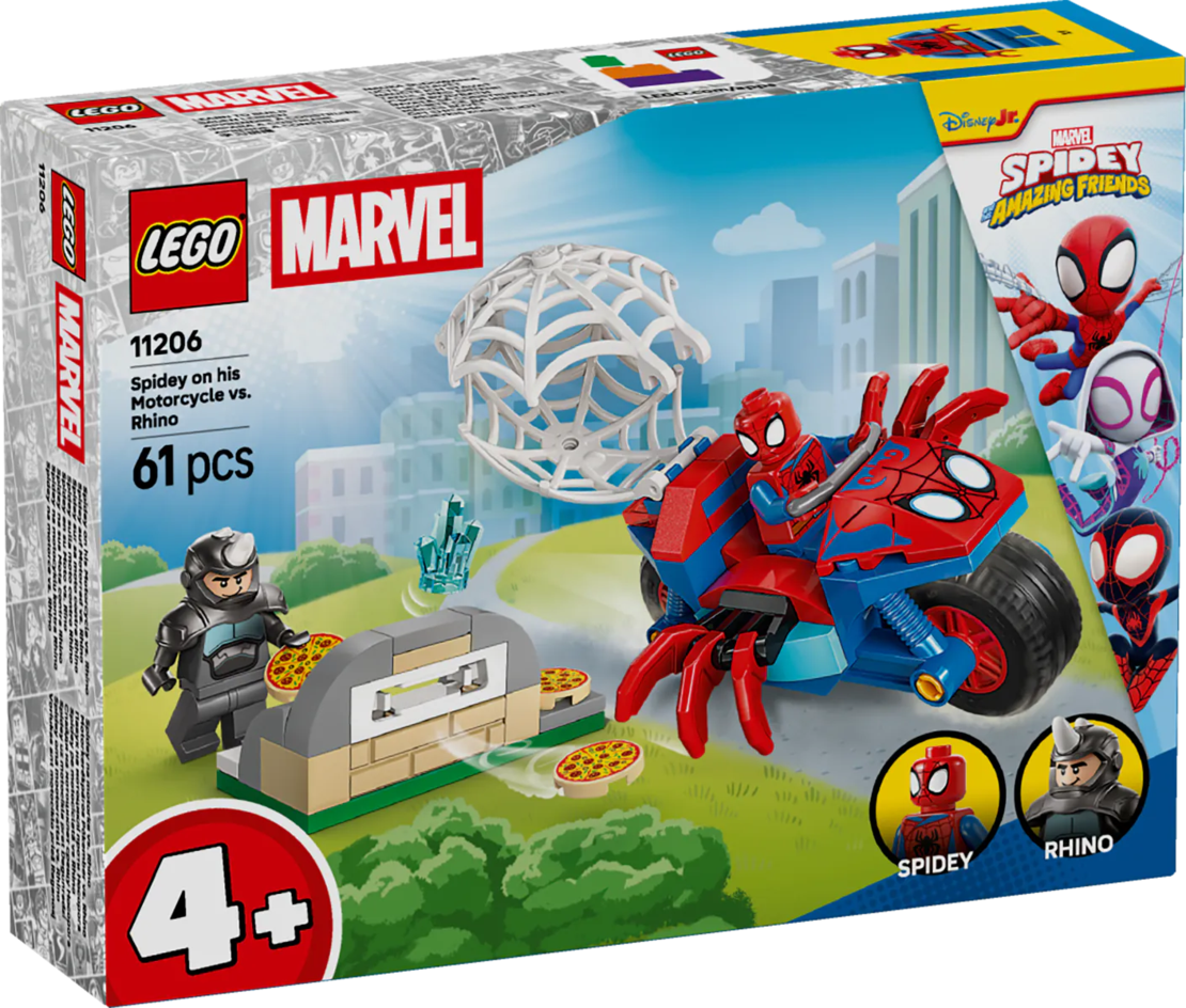 LEGO® Marvel Spidey And His Amazing Friends Спайди на мотоциклет срещу Носорога 11206