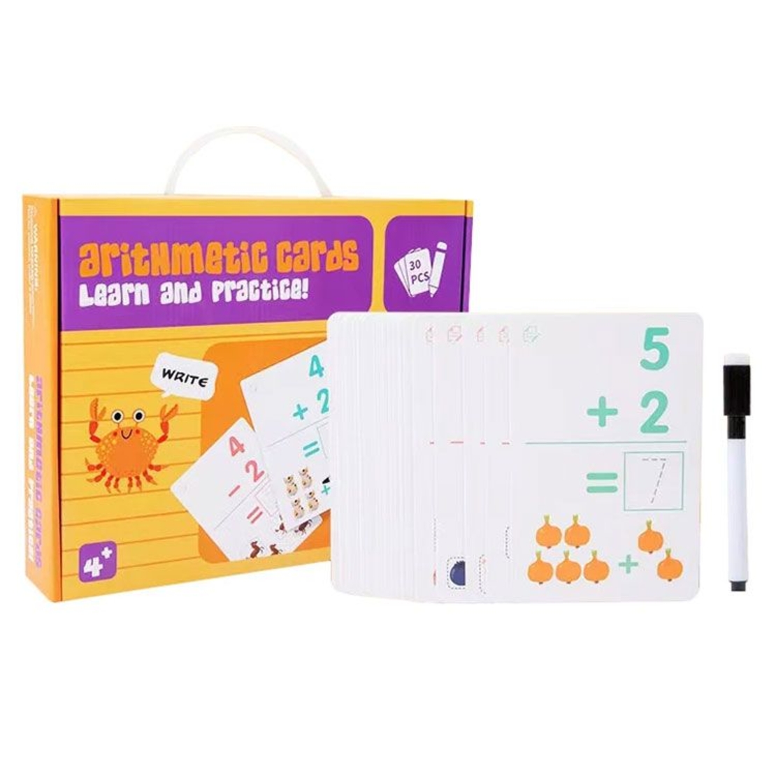Образователни карти с маркер Raya Toys Learn and Practice Смятане, 30 броя