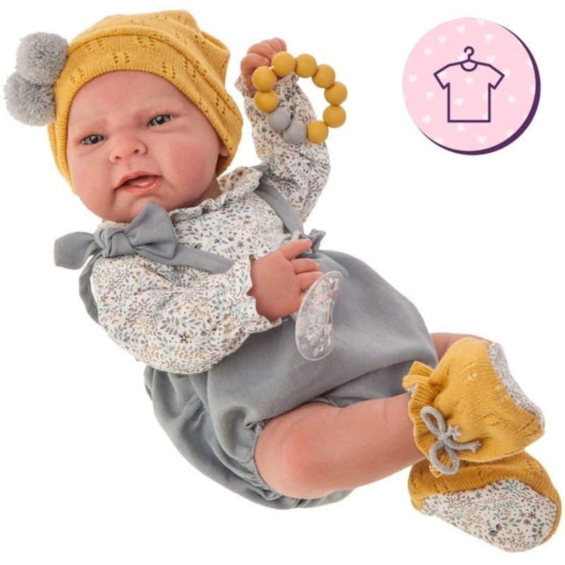 Комплект дрехи за кукла Antonio Juan Sweet reborn, Гащеризон и шапка, 4ч.