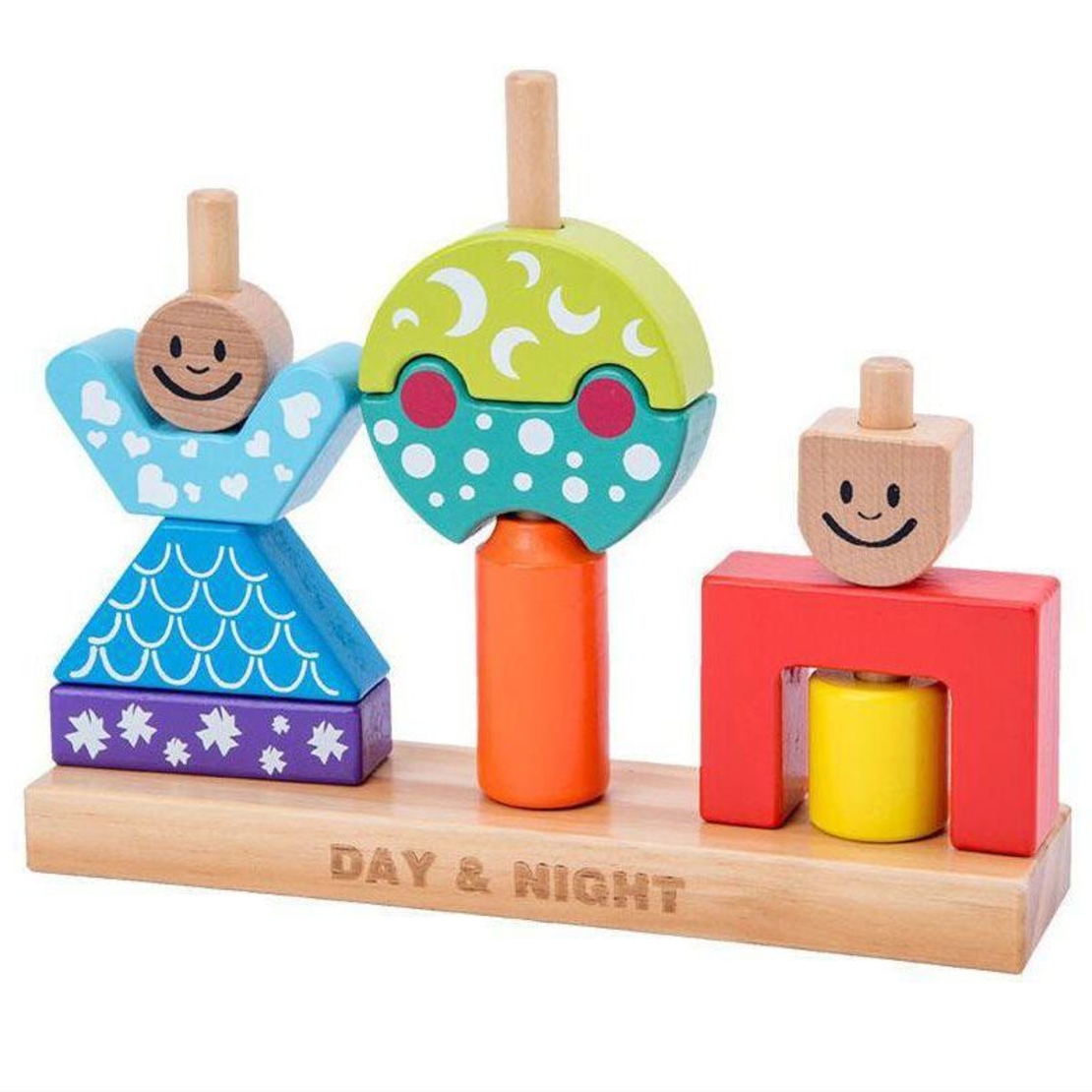 Дървена бебешка играчка Raya Toys Day & Night, 48 предизвикателства