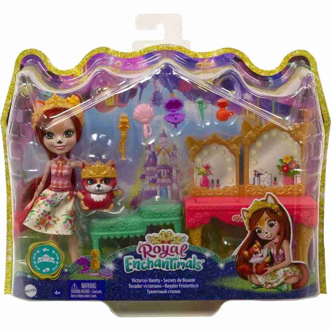 Кукла Mattel Royal Enchantimals Victorian Vanity, с лисица и аксесоари