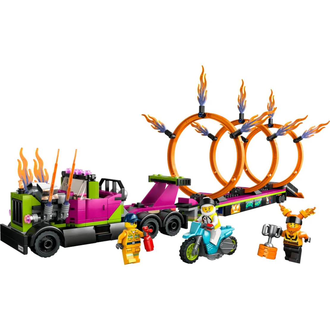 LEGO® City Stuntz Предизвикателство с камион за каскади и огнен обръч 60357