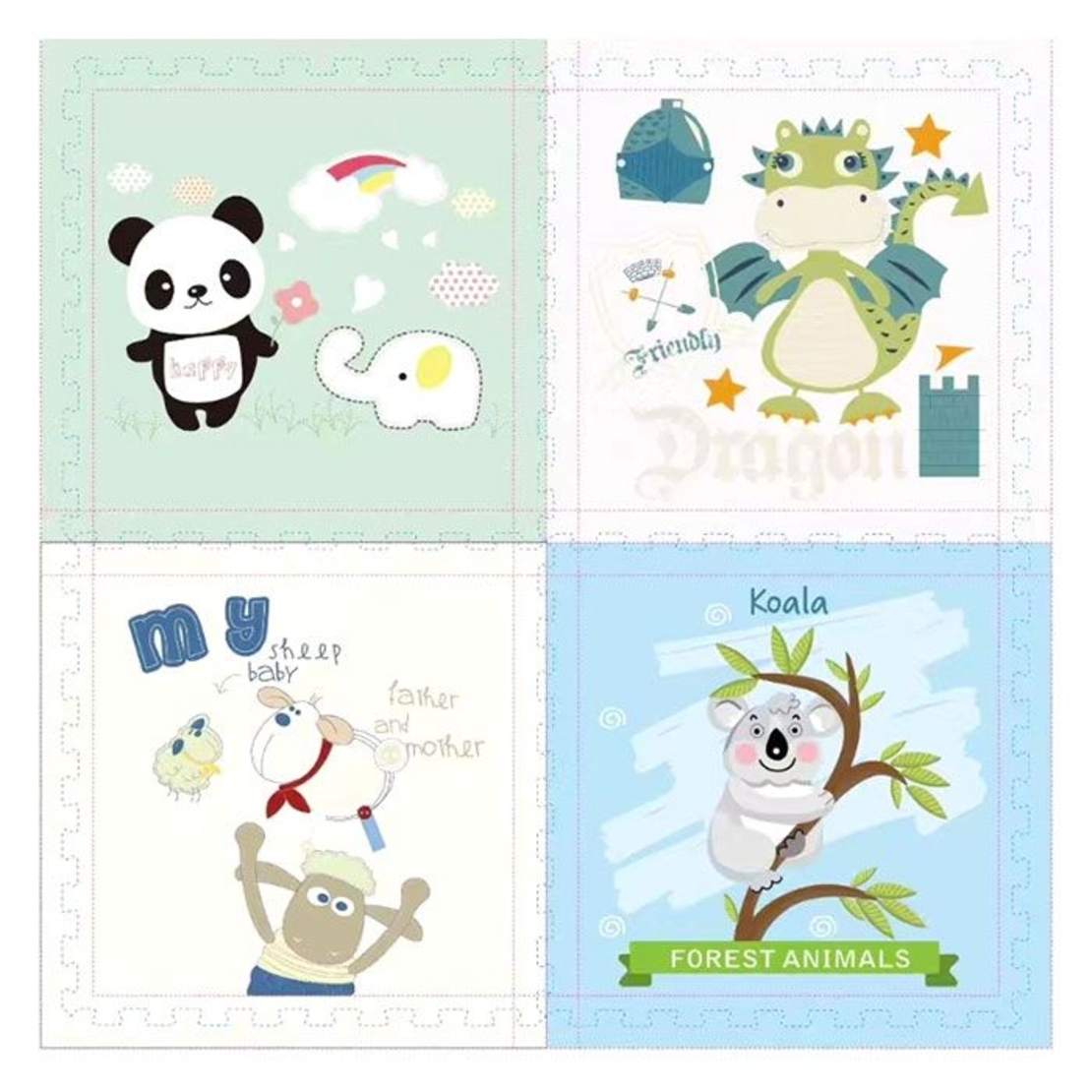 Пъзел за под Raya Toys Животни, 4 части по 60 x 60 см