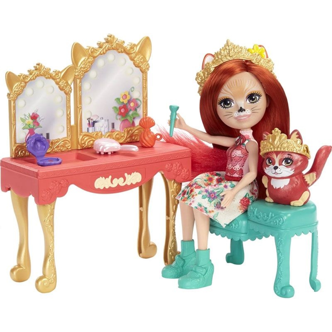 Кукла Mattel Royal Enchantimals Victorian Vanity, с лисица и аксесоари