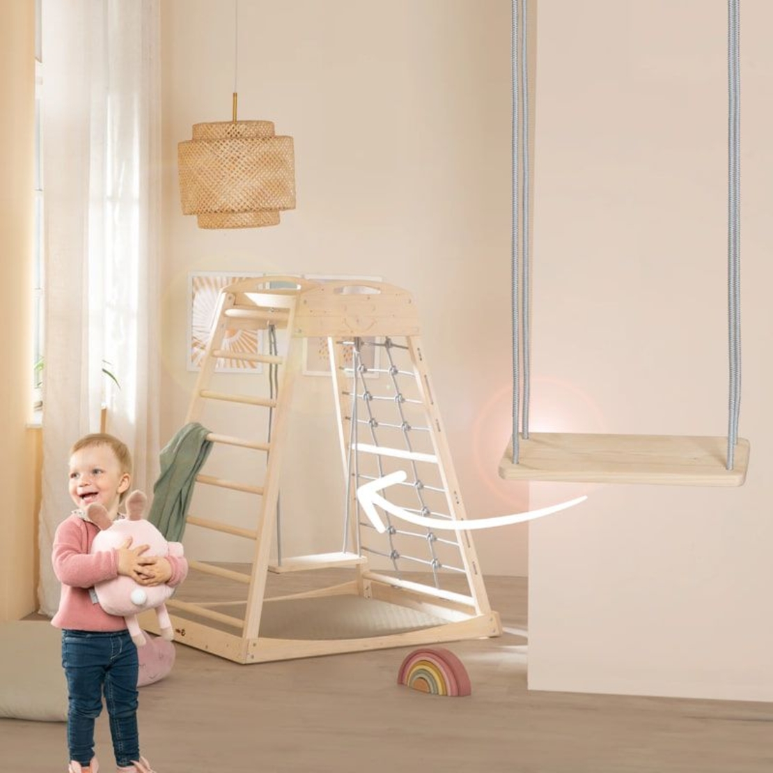 Детска дървена катерушка Монтесори Roba Play Tower