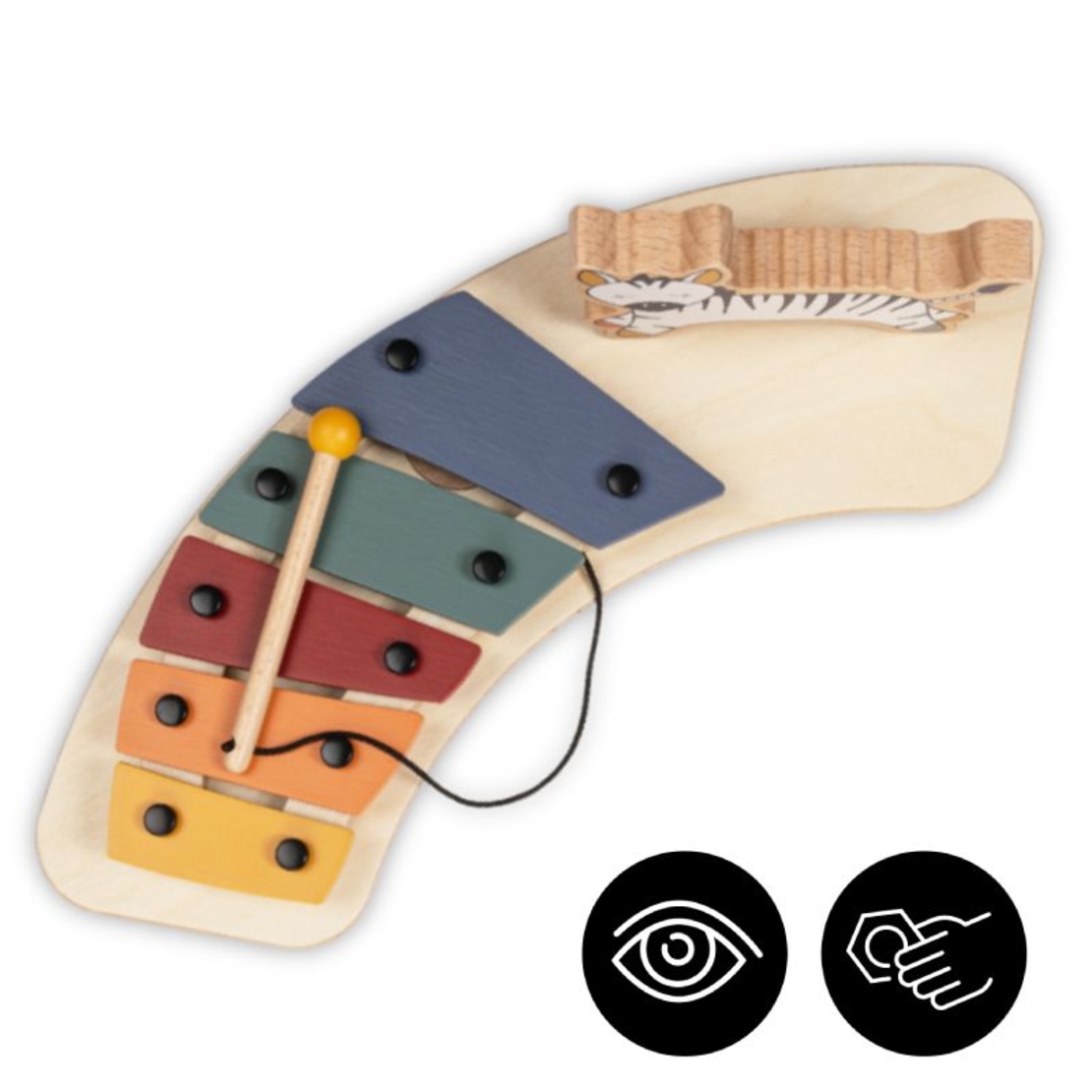 Дървена играчка с табла за игра за столче за хранене Alpha+/Beta+ Hauck, Зебра, Play Music