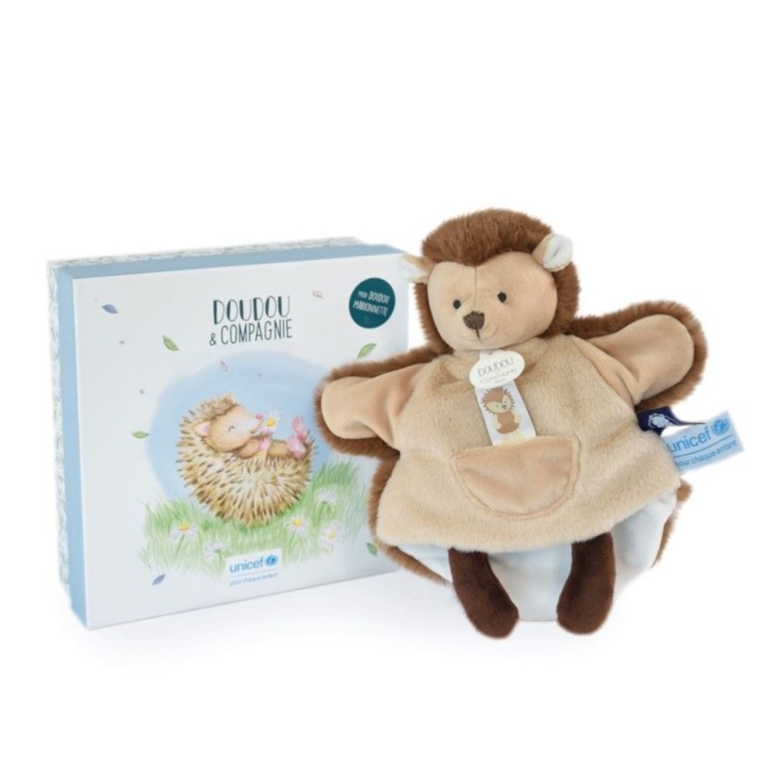 Петрушка за куклен театър Doudou UNICEF таралеж 25 см, DC3989