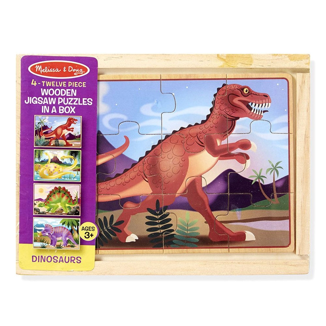 Дървен пъзел Melissa and Doug 4 в 1 Динозаври 13791