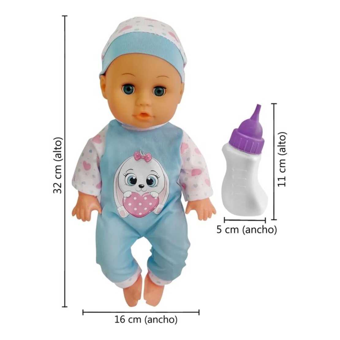 Кукла бебе Raya Toys Drink and Wet, пишкащо, с 12 звука и шише, 35 см.