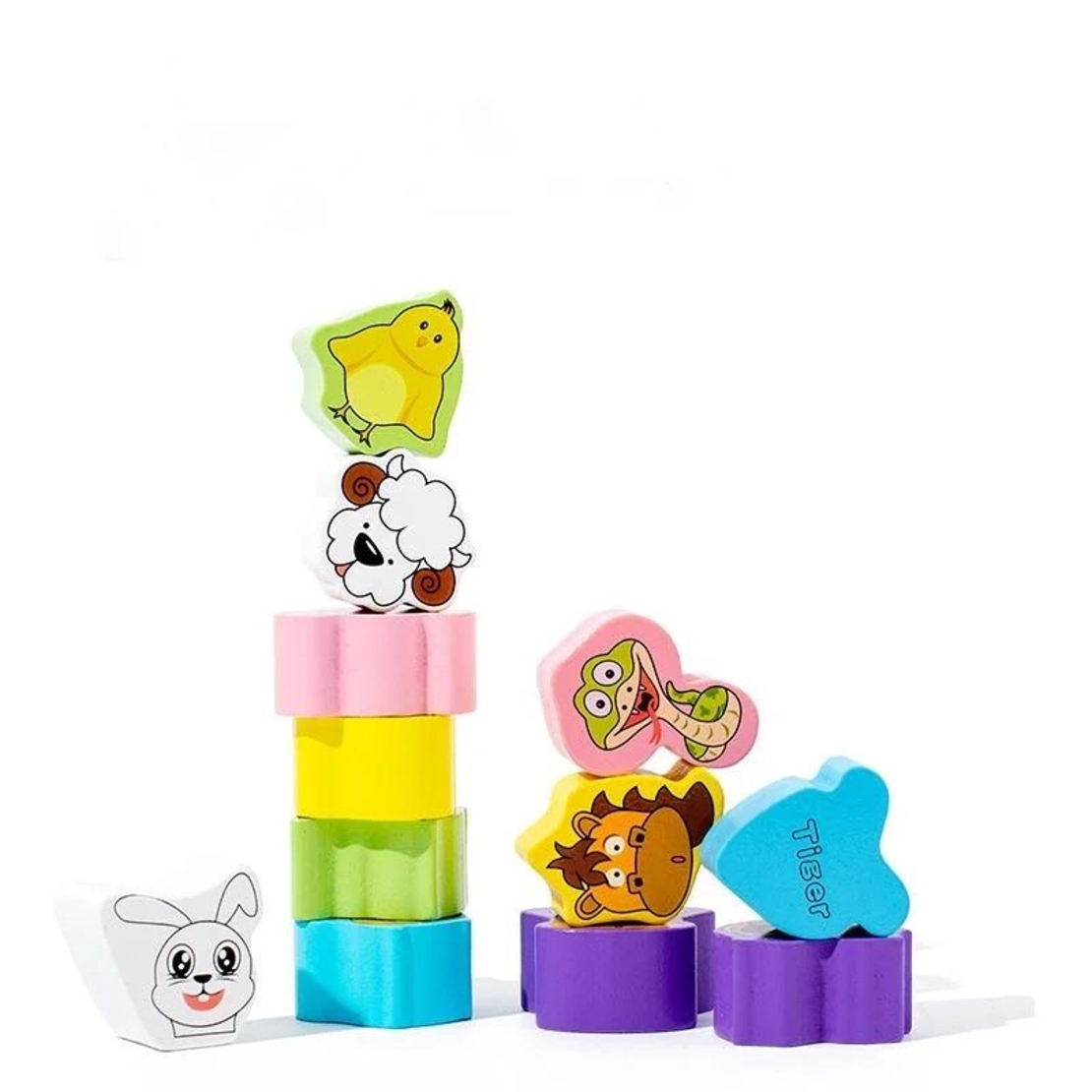 Дървена детска игра Монтесори Raya Toys Сортер с животни