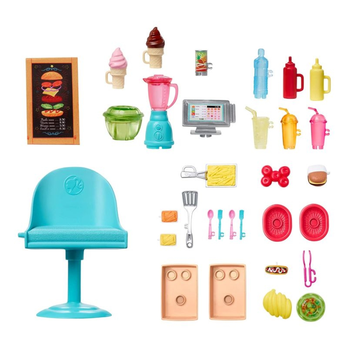 Игрален комплект Mattel Barbie Камион за приготвяне на храна, с 30+ аксесоара