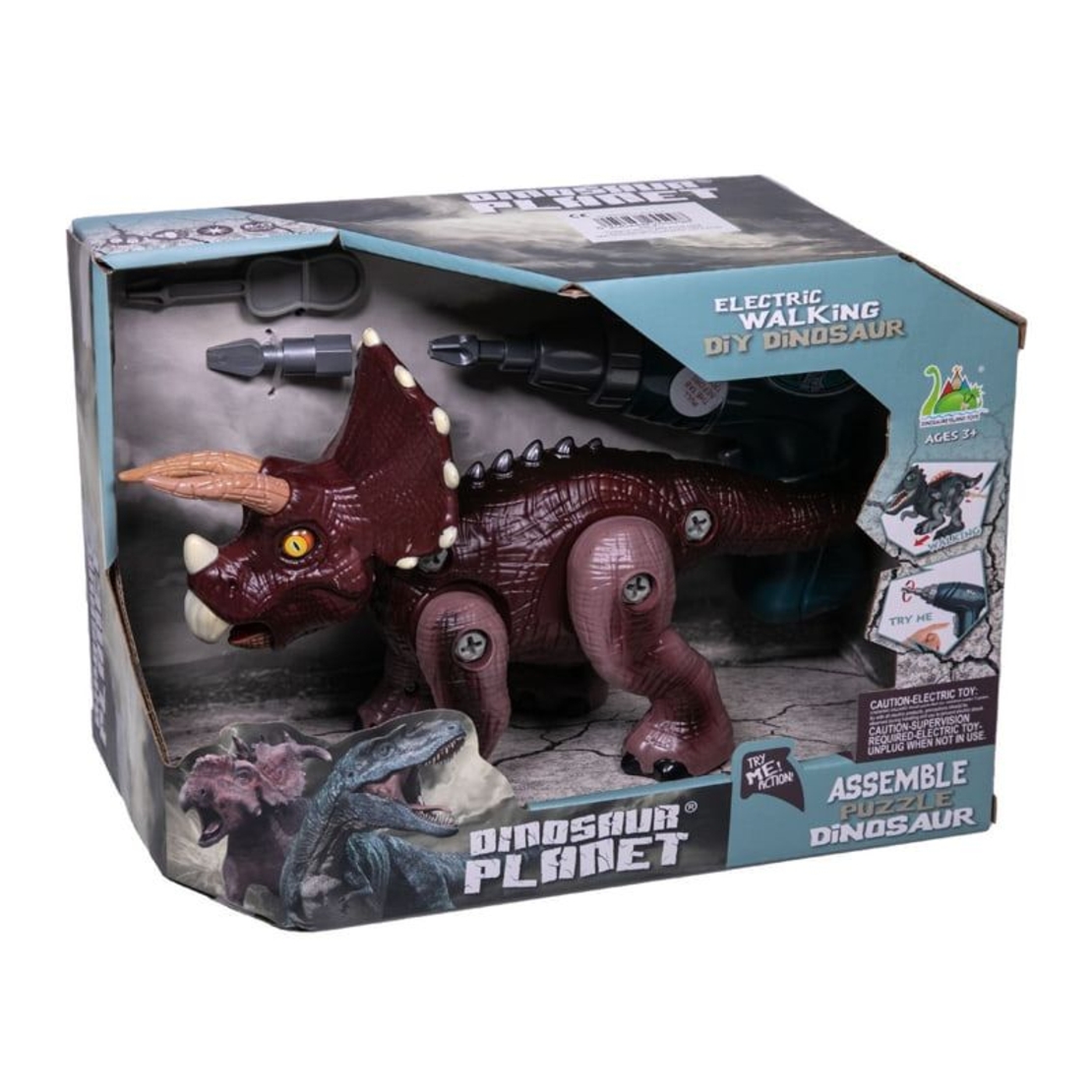 Динозавър за сглобяване Raya Toys с винтоверт, звук и светлина