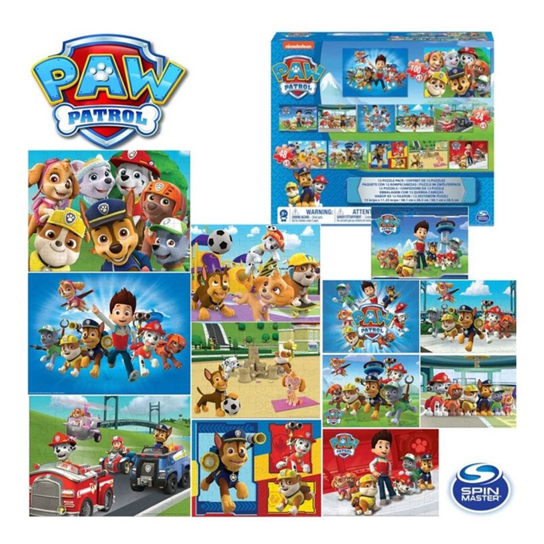 Пъзел Spin Master Paw Patrol 12 в 1, 100 части