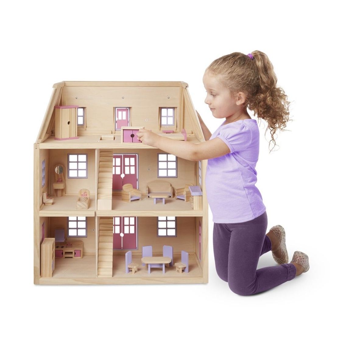 Дървена къща за кукли с обзавеждане Melissa and Doug 3 етажа 14570
