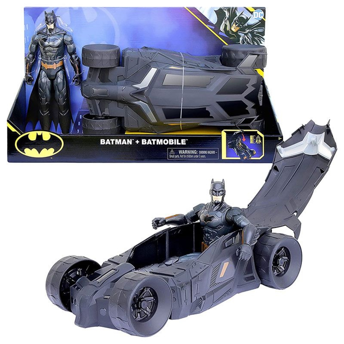 Игрален комплект Spin Master DC Comics Batman Батмобил с екшън фигура 30 см