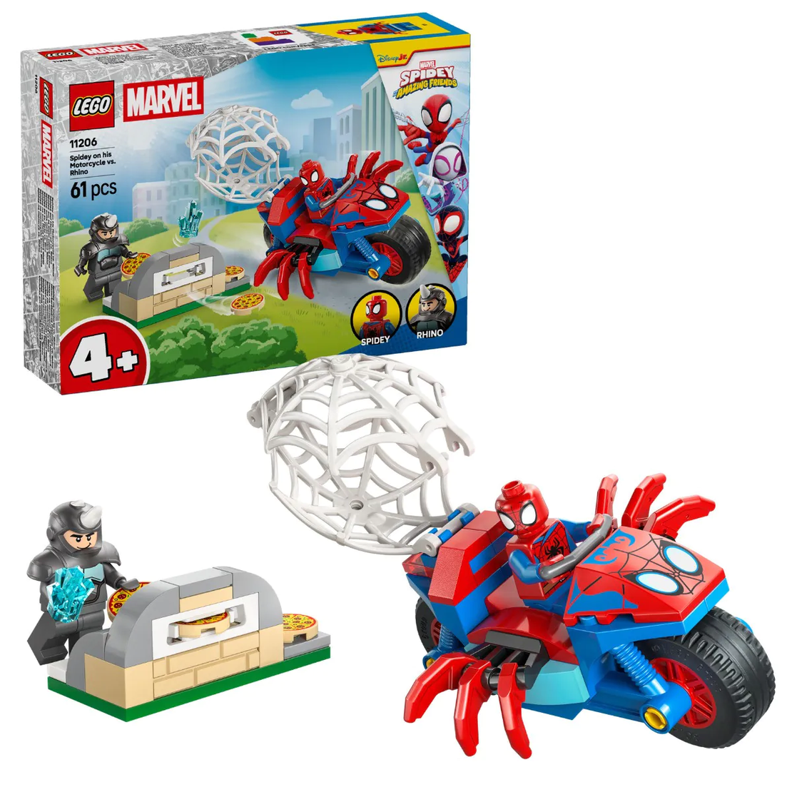 LEGO® Marvel Spidey And His Amazing Friends Спайди на мотоциклет срещу Носорога 11206