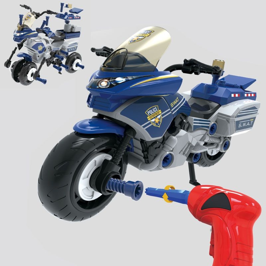 Конструктор Raya Toys Полицейски мотор, със светлини и звуци, 58 части