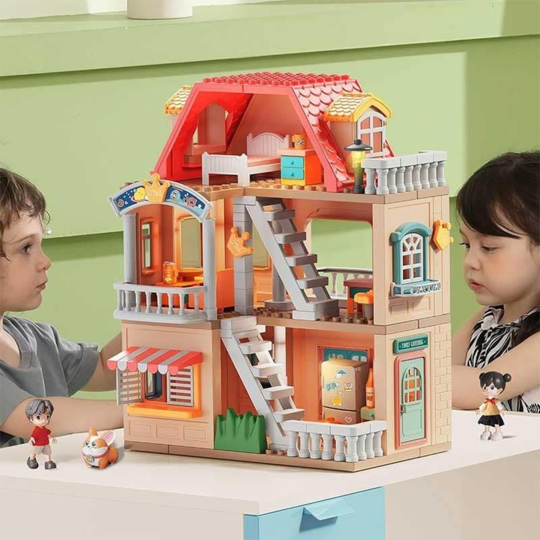 Kонструктор Feelo Къща за кукли на 3 етажа, 186 ч.