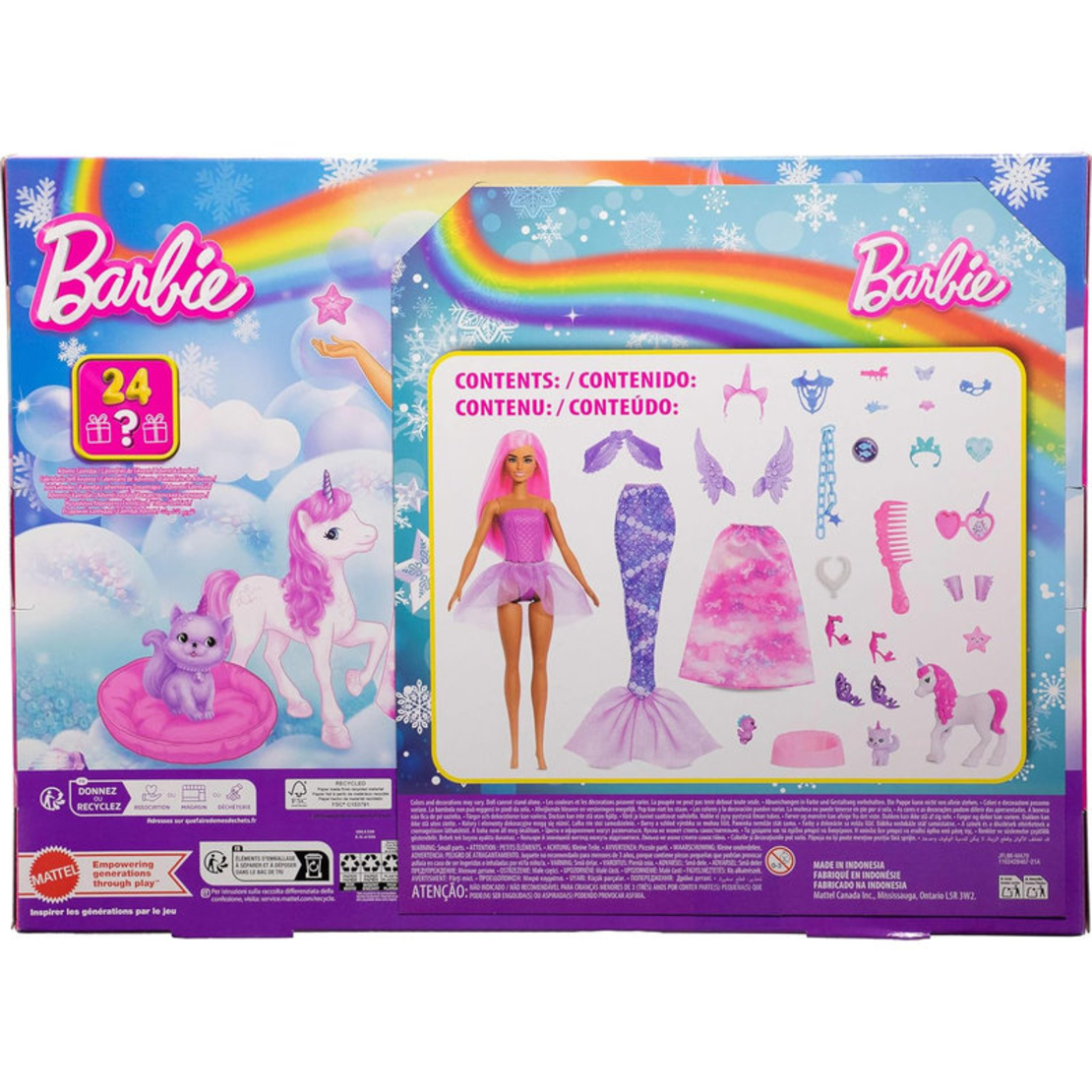 Игрален комплект Mattel Barbie Advent Calendar Dreamtopia, кукла с 24 бр. аксесоари, JFL66