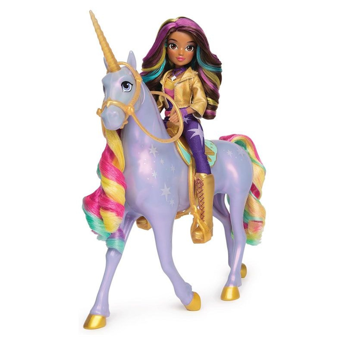Kомплект интерактивна играчка светещ еднорог и кукла Spin Master Unicorn Academy Sophia & Rainbow Light-Up Wildstar, със звуци и музика
