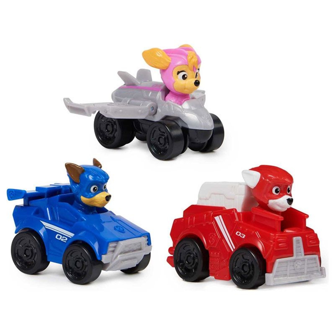Комплект детски коли за игра с фигурки Spin Master Paw Patrol: The Mighty Movie Pup Squad, 3 броя