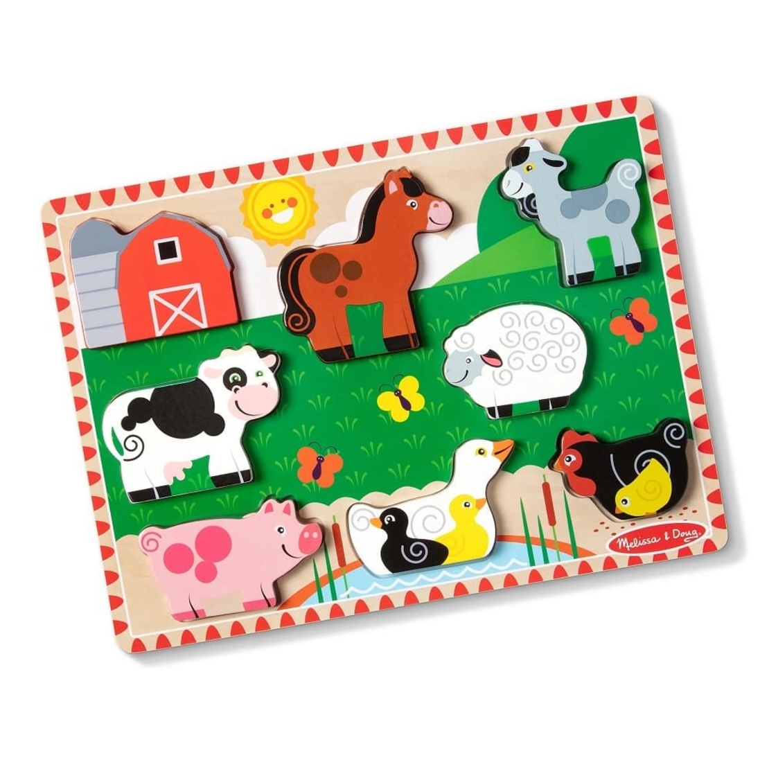 Дървен пъзел Melissa and Doug Селскостопански животни, 8 ч., 37235