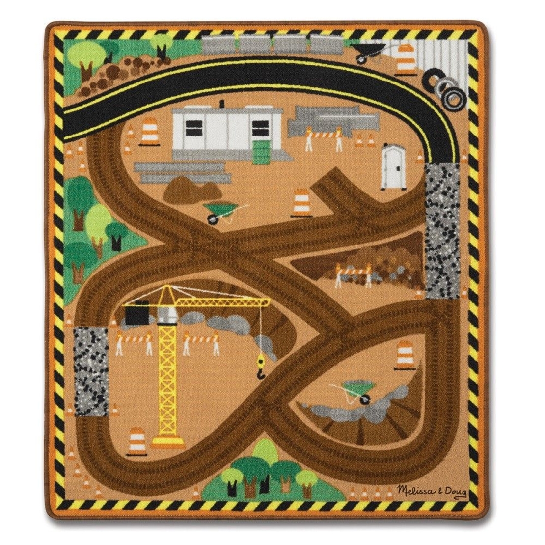 Килимче за игра с дървени камиончета Melissa and Doug Строителна площадка 19407